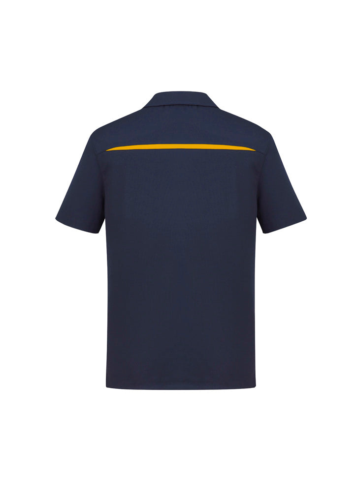 Sonar Mens Short Sleeve Polo Navy/Gold back view