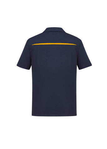 Sonar Mens Short Sleeve Polo Navy/Gold back view