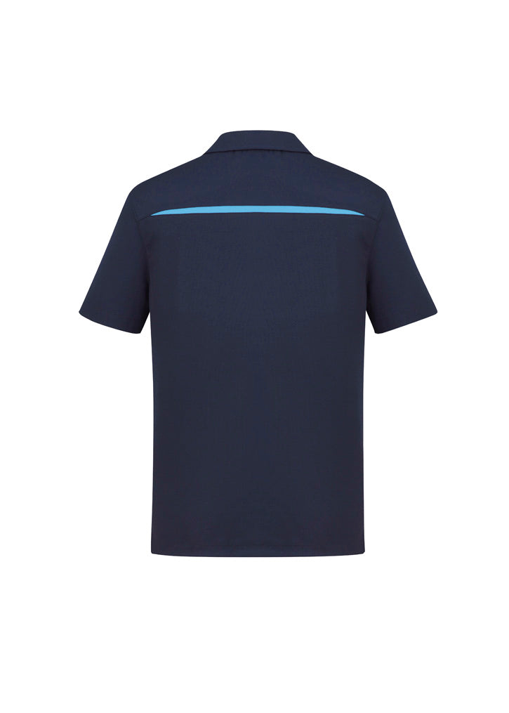 Sonar Mens Short Sleeve Polo Navy/Sky back view