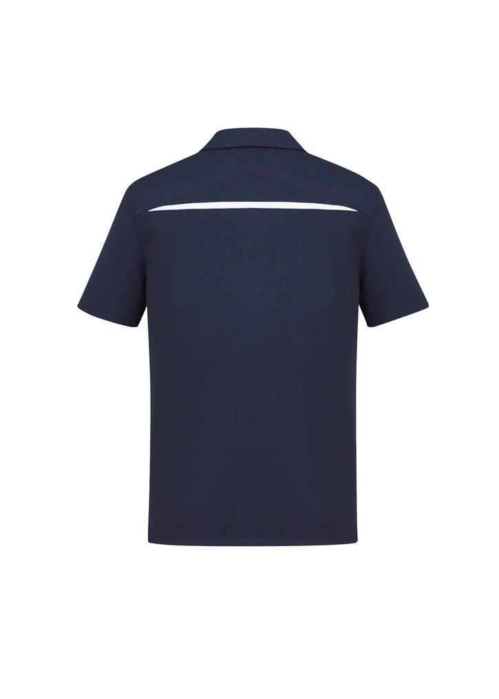 Sonar Mens Short Sleeve Polo Navy/White back view