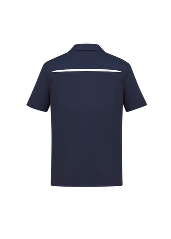 Sonar Mens Short Sleeve Polo Navy/White back view
