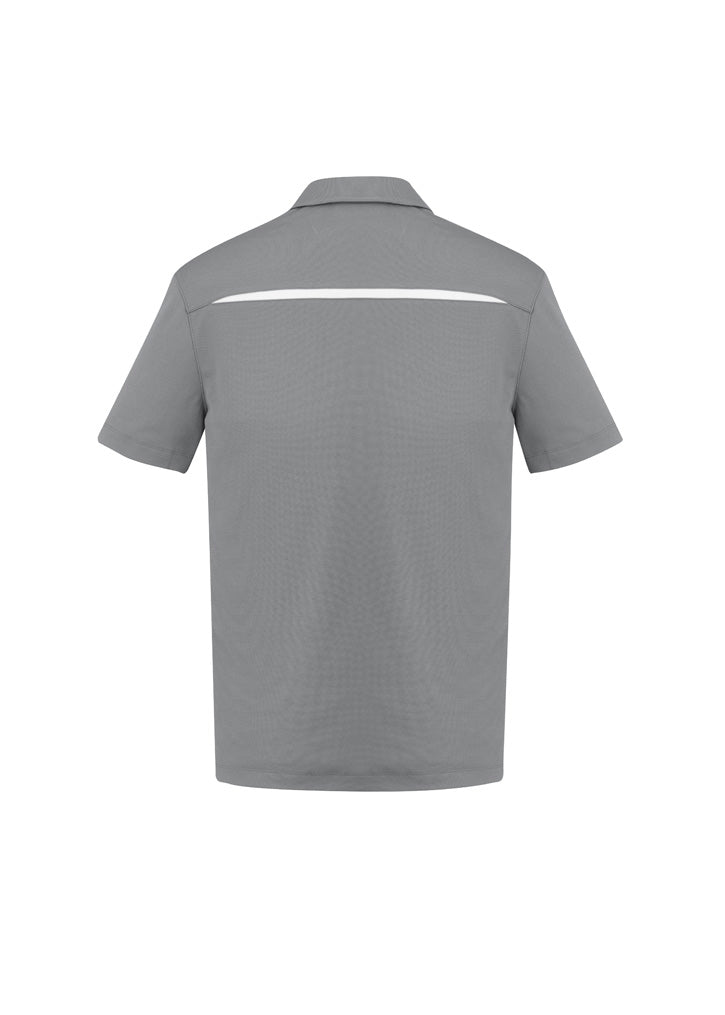 Sonar Mens Short Sleeve Polo Silver/White back view