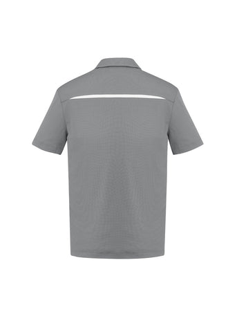 Sonar Mens Short Sleeve Polo Silver/White back view
