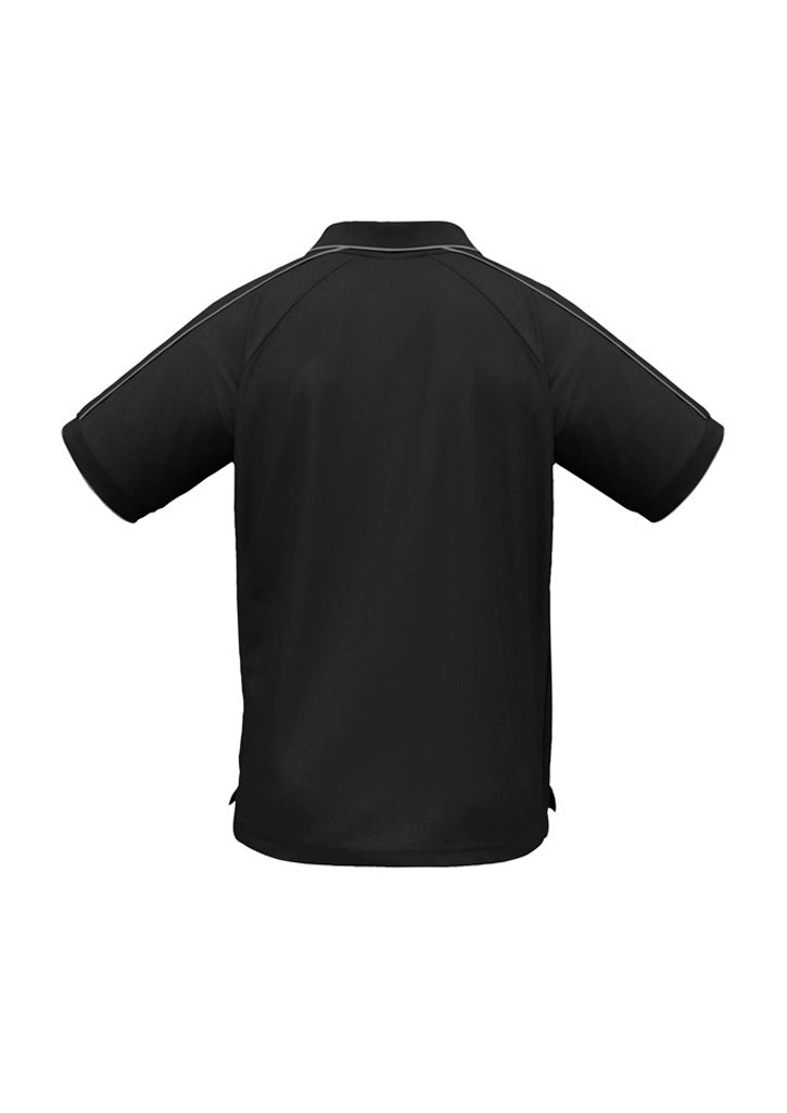 Resort Mens Short Sleeve Polo Black/Charcoal back view