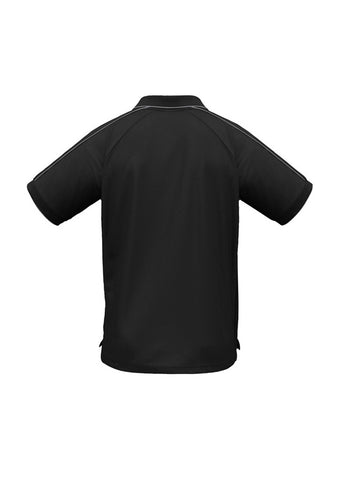 Resort Mens Short Sleeve Polo Black/Charcoal back view