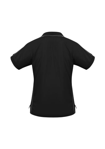 Resort Womens Short Sleeve Polo Black/Charcoal back view