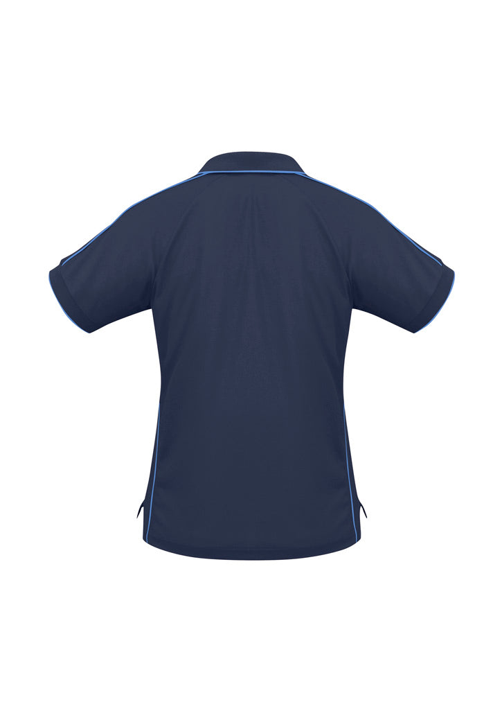 Resort Womens Short Sleeve Polo Navy/Mid Blue back view