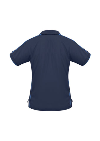 Resort Womens Short Sleeve Polo Navy/Mid Blue back view