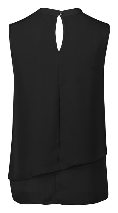 Seville Womens Sleeveless Layered Blouse Black back view