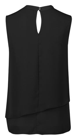 Seville Womens Sleeveless Layered Blouse Black back view