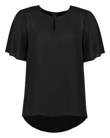 Vienna Womens Short Sleeve Blouse in Black