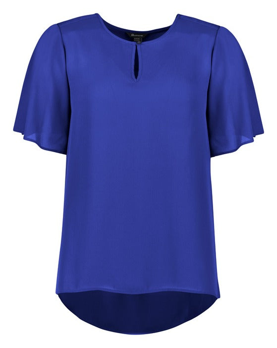 Vienna Womens Short Sleeve Blouse Cobalt front view