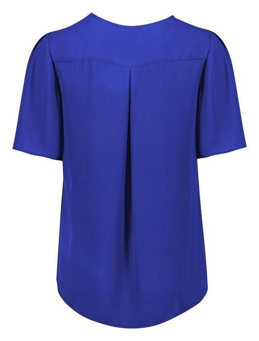 Vienna Womens Short Sleeve Blouse Cobalt back view