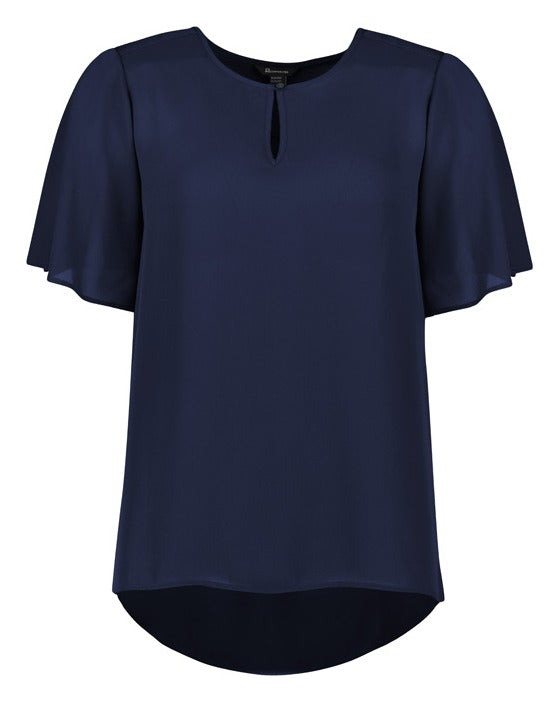 Vienna Womens Short Sleeve Blouse Navy front view