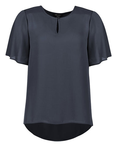 Vienna Womens Short Sleeve Blouse Storm Blue front view
