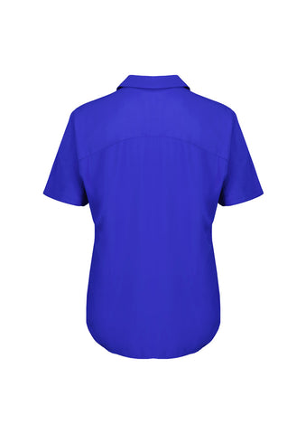 Dahlia Womens Short Sleeve Blouse Cobalt back view
