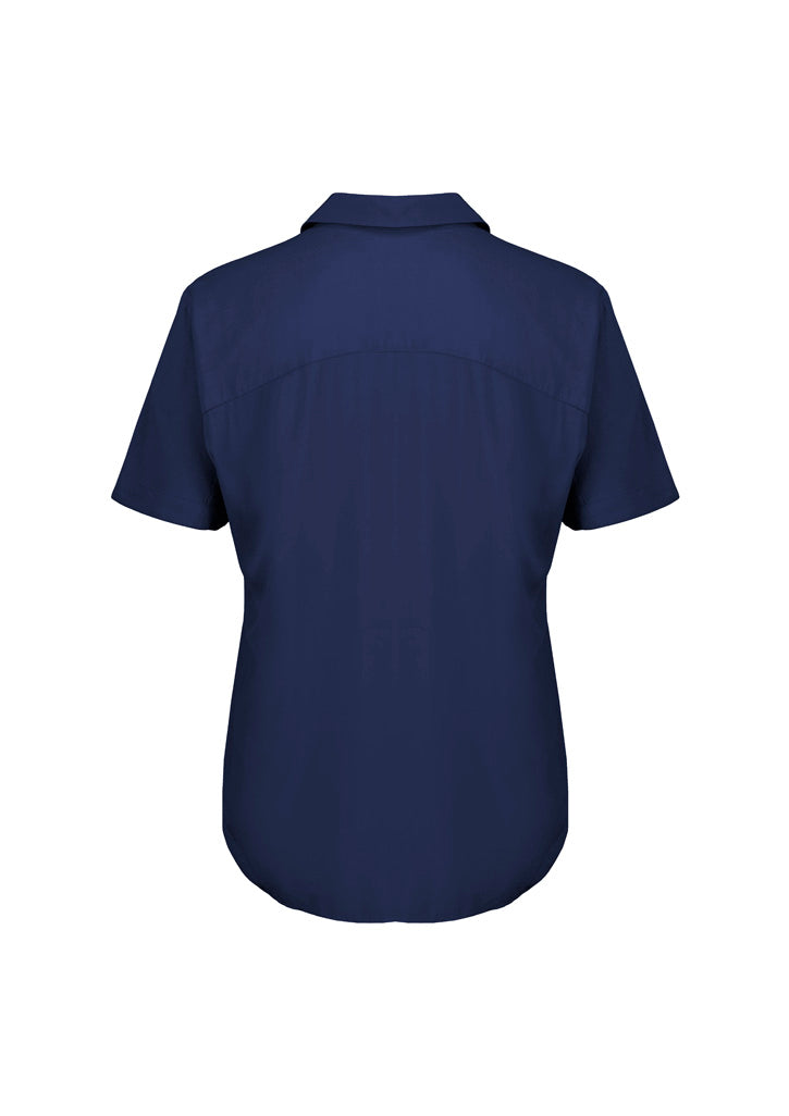 Dahlia Womens Short Sleeve Blouse Navy back view