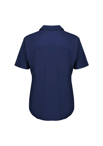 Dahlia Womens Short Sleeve Blouse Navy back view