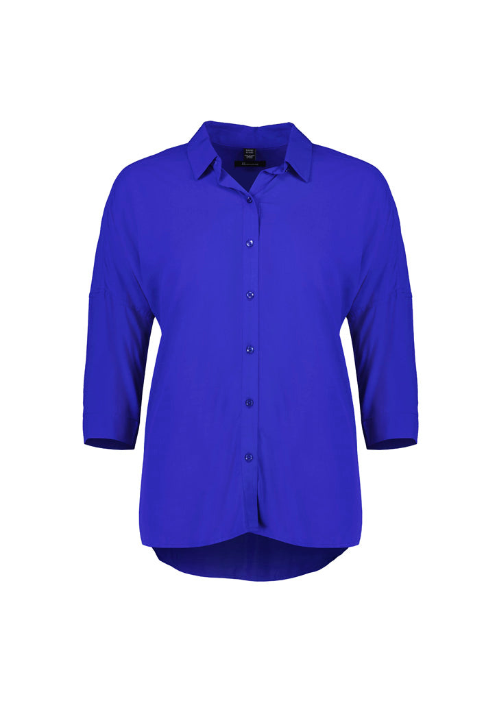 Dahlia Womens 3/4 Sleeve Blouse Cobalt front view
