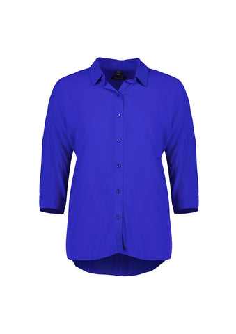 Dahlia Womens 3/4 Sleeve Blouse Cobalt front view