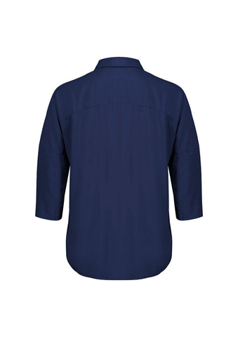 Dahlia Womens 3/4 Sleeve Blouse Navy back view