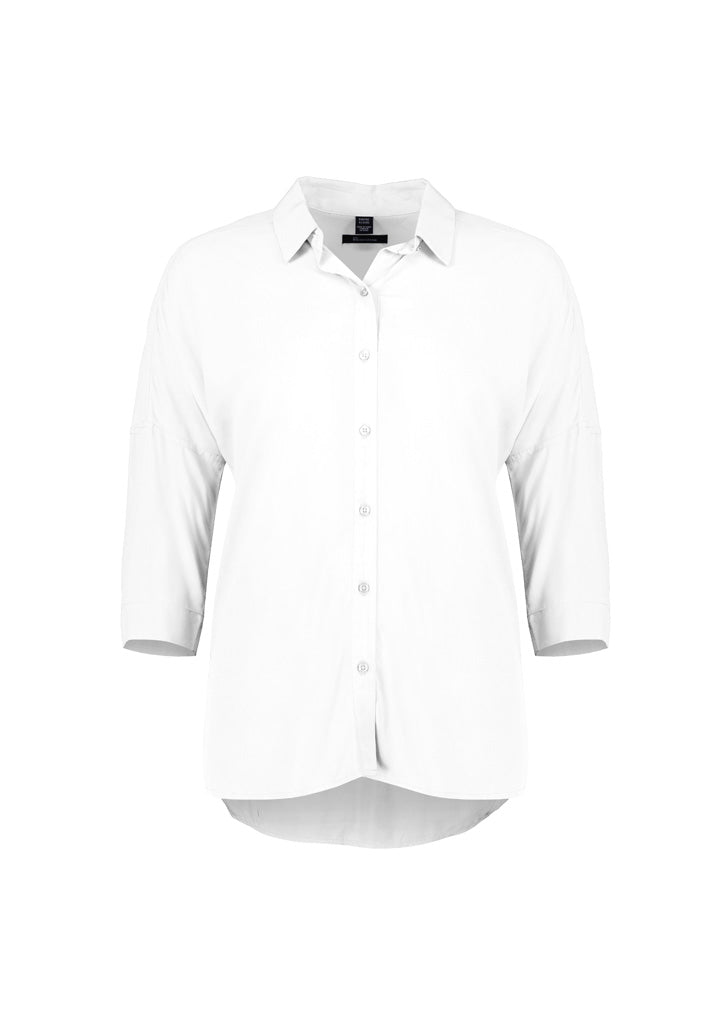 Dahlia Womens 3/4 Sleeve Blouse White front view