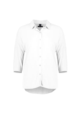 Dahlia Womens 3/4 Sleeve Blouse White front view