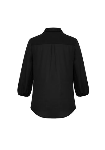 Lucy Womens 3/4 Sleeve Blouse Black back view