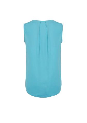 Estelle Womens Sleeveless Pleat Detail Blouse Aqua back view