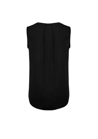 Estelle Womens Sleeveless Pleat Detail Blouse Black back view