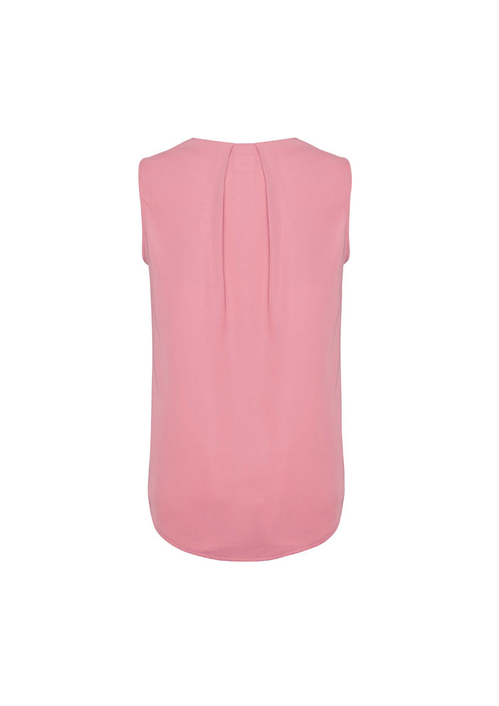 Estelle Womens Sleeveless Pleat Detail Blouse Dusty Rose back view