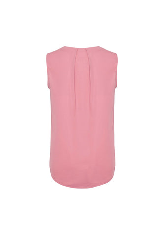 Estelle Womens Sleeveless Pleat Detail Blouse Dusty Rose back view