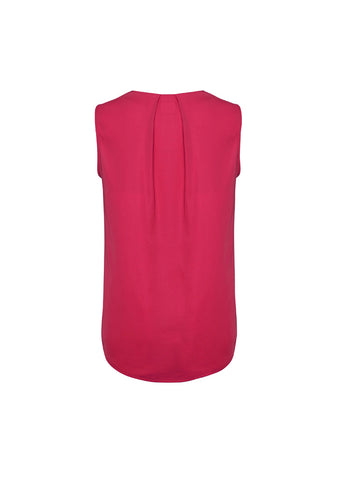 Estelle Womens Sleeveless Pleat Detail Blouse Raspberry back view