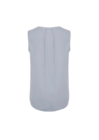 Estelle Womens Sleeveless Pleat Detail Blouse Silver back view