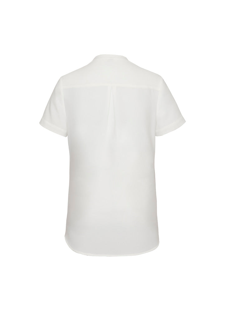 Juliette Womens Short Sleeve Blouse Ivory back view