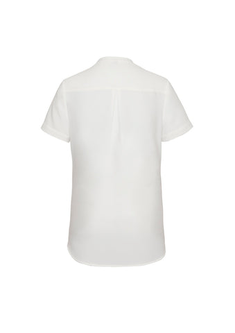 Juliette Womens Short Sleeve Blouse Ivory back view