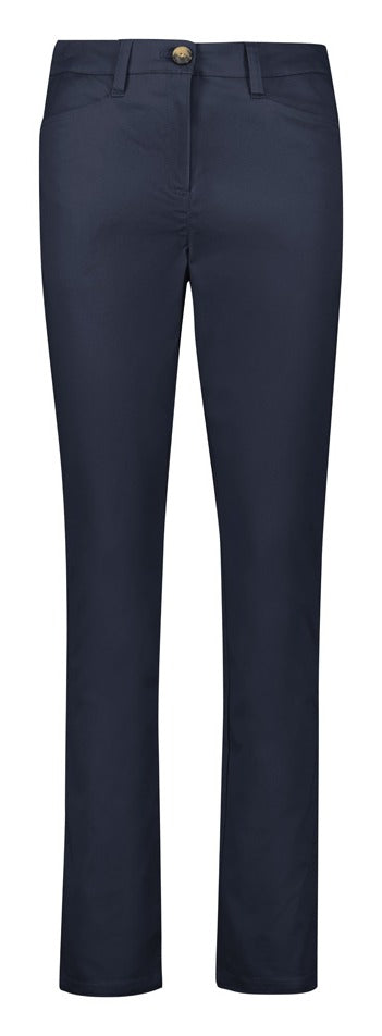 Traveller Womens Slim Leg Stretch Chino Pant Navy front view