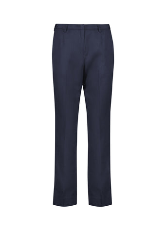 Cool Stretch Womens Tapered Leg Adjustable Waist Pant Navy front view