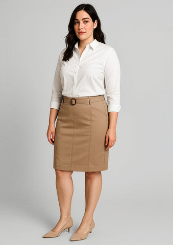 Traveller Womens Mid Waist Stretch Chino Skirt-RGS264L-biz-corporates-1