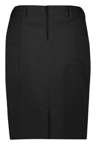Traveller Womens Mid Waist Stretch Chino Skirt Black back view