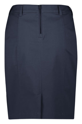 Traveller Womens Mid Waist Stretch Chino Skirt Navy back view