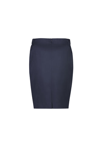 Cool Stretch Womens Mid-waist Pencil Skirt Navy back view