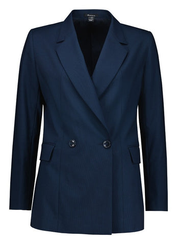 Renew Womens Double Breasted Longline Jacket Navy Dusk front view