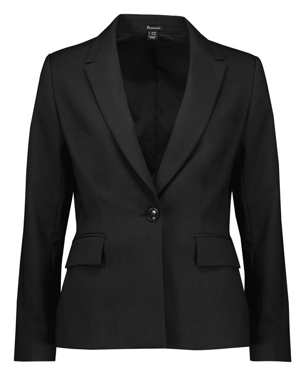 Renew Womens Single Button Mid Length Jacket Pencil Black front view