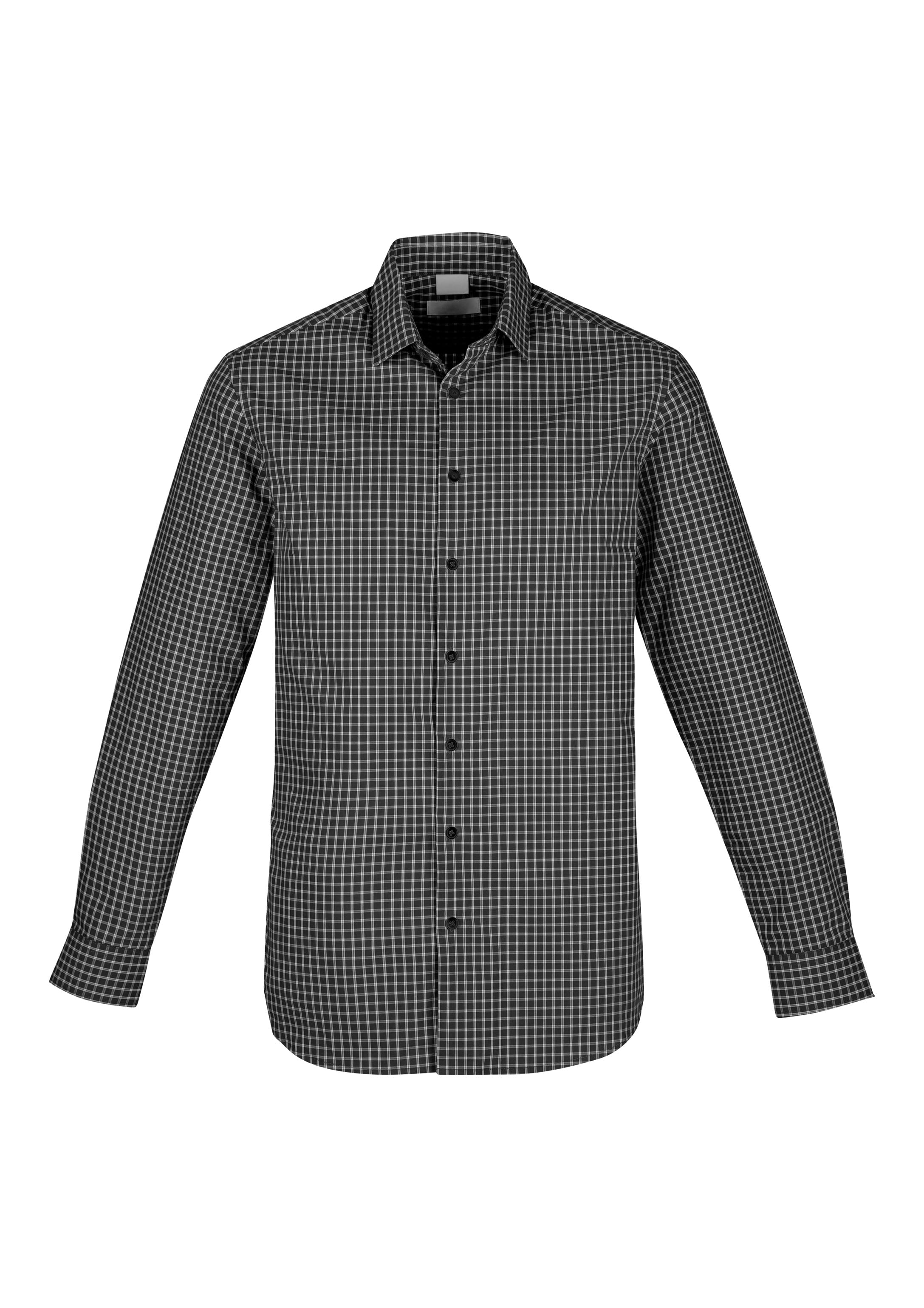 Noah Mens Long Sleeve Shirt Black/White front view