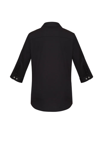 Charlie Womens 3/4 Sleeve Shirt Black back view