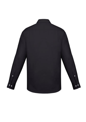 Charlie Mens Classic Fit Long Sleeve Shirt Black back view