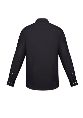 Charlie Mens Slim Fit Long Sleeve Shirt Black back view