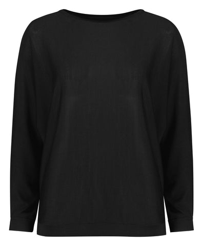 Skye Womens Batwing Sweater Top Black front view