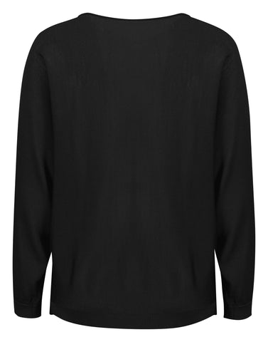 Skye Womens Batwing Sweater Top Black back view
